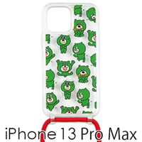iPhone 13 Pro Max ショルダーストラップ付きクリアケース（レッド）