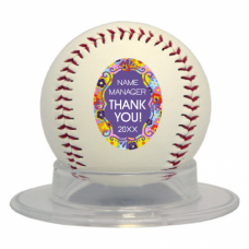カラフルデザインの野球ボールをオリジナルでプリント　卒団記念野球ボールのテンプレート　ベースボールの無料デザインテンプレート