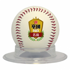 名前入りエンブレムの野球ボールをオリジナルでプリント　卒団記念野球ボールのテンプレート　ベースボールの無料デザインテンプレート