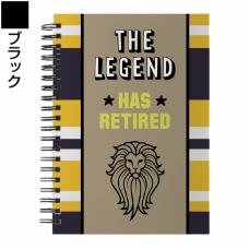 ライオンのイラスト入りサファリカラーの退職祝いリングノートをオリジナルでプリント　定年退職のテンプレート　リングノートB6の無料デザインテンプレート