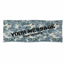 メッセージを入れられる迷彩柄のタオルをオリジナルでプリント　メンズデザインのテンプレート　スポーツタオルの無料デザインテンプレート
