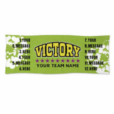 VICTORYのロゴとチーム名入りスポーツタオルをオリジナルでプリント　スポーツ応援のテンプレート　スポーツタオルの無料デザインテンプレート