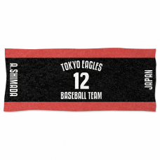 背番号とチーム名入り野球タオルをオリジナルでプリント　野球のテンプレート　フェイスタオル（2フェイス）の無料デザインテンプレート