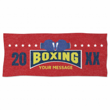 ボクシングのロゴとメッセージ入りフェイスタオルをオリジナルでプリント　スポーツのテンプレート　フェイスタオルの無料デザインテンプレート
