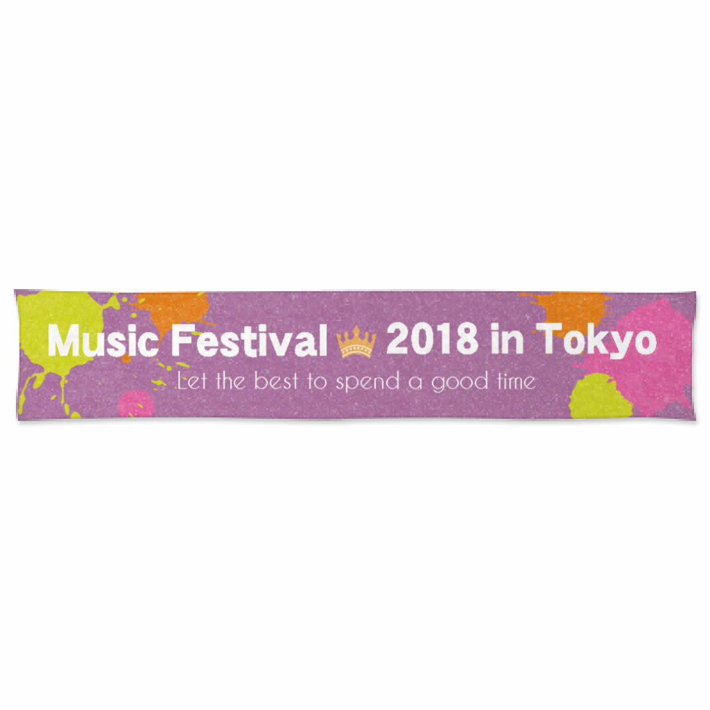 マフラータオル 2フェイス ピンクがかわいい音楽フェスのタオルをオリジナルでプリント 音楽 フェス系のテンプレート作例詳細 オリジナルプリント