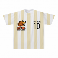 バスケットボールロゴと背番号入りチームTシャツをオリジナルでプリント　運動系部活のテンプレート　オールオーバー　ドライTシャツの無料デザインテンプレート