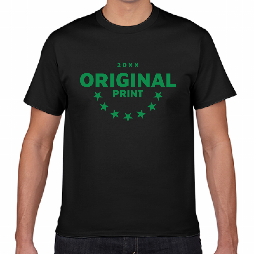シルクスクリーンプリントtシャツ 星のアーチ型ライン入りチームtシャツをオリジナルでプリント チームウェア グッズのテンプレート作例詳細 オリジナルプリント
