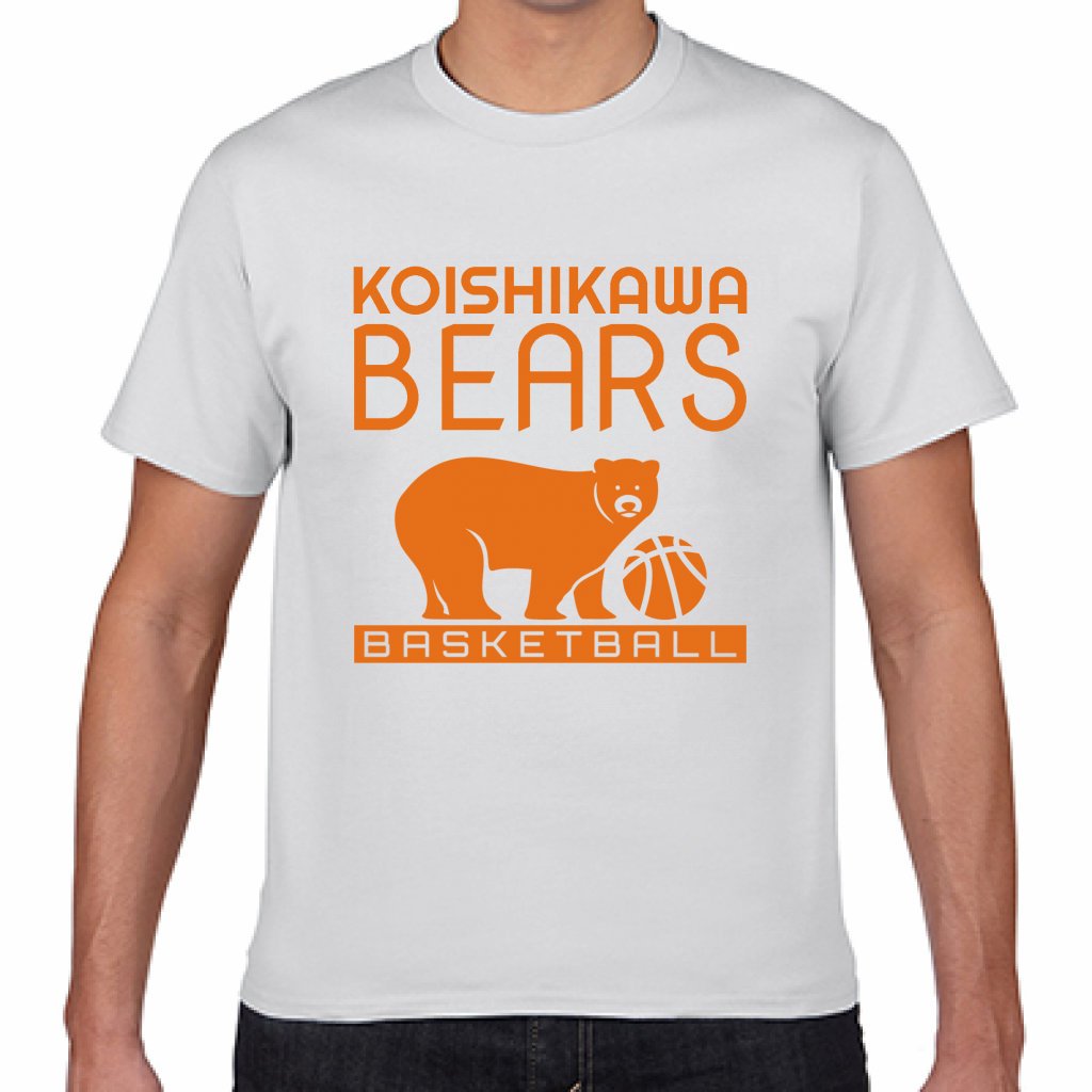 シルクスクリーンプリントtシャツ クマのおしゃれなロゴ入りバスケ部のチームtシャツをオリジナルでプリント 運動系部活 のテンプレート作例詳細 オリジナルプリント