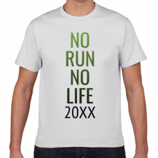 NO RUN NO LIFE 緑のスローガンが爽やかなTシャツをオリジナルでプリント　スポーツ応援のテンプレート　短納期Tシャツの無料デザインテンプレート