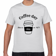 コーヒーの日10／1のTシャツをオリジナルでプリント　今日は何の日テンプレート　短納期Tシャツの無料デザインテンプレート