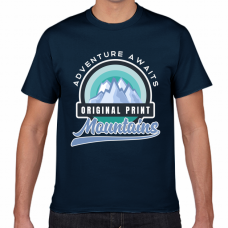 山のイラスト入りアウトドアTシャツをオリジナルでプリント　チームウェア・グッズのテンプレート　短納期Tシャツの無料デザインテンプレート
