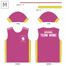 ピンクと黄色のラインの総柄Tシャツをオリジナルでプリント　チームTシャツ・ユニフォームのデザインテンプレート　総柄Tシャツの無料デザインテンプレート