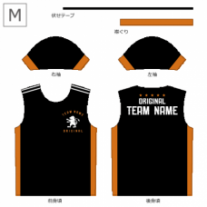 黒とオレンジのラインの総柄Tシャツをオリジナルでプリント　チームTシャツ・ユニフォームのデザインテンプレート　総柄Tシャツの無料デザインテンプレート