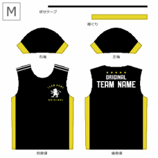黒と黄色のラインの総柄Tシャツをオリジナルでプリント　チームTシャツ・ユニフォームのデザインテンプレート　総柄Tシャツの無料デザインテンプレート