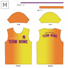 オレンジと黄色のグラデーションの総柄Tシャツをオリジナルでプリント　チームTシャツ・ユニフォームのデザインテンプレート　総柄Tシャツの無料デザインテンプレート
