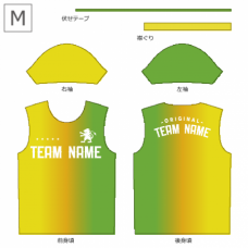 黄色とライトグリーンのグラデーションの総柄Tシャツをオリジナルでプリント　チームTシャツ・ユニフォームのデザインテンプレート　総柄Tシャツの無料デザインテンプレート