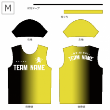 黒と黄色のグラデーションの総柄Tシャツをオリジナルでプリント　チームTシャツ・ユニフォームのデザインテンプレート　総柄Tシャツの無料デザインテンプレート