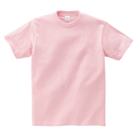 ピンク 首リブ回りプリントTシャツ