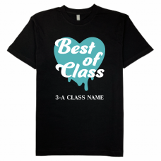ハートのクラスロゴがおしゃれなTシャツをオリジナルでプリント クラスTシャツのテンプレート　COTTON HERITAGE 5.5oz プレミアムプリントTシャツの無料デザインテンプレート