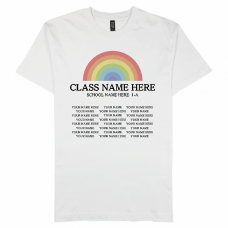 虹のイラストが映えるクラスロゴTシャツをオリジナルでプリント クラスTシャツのテンプレート　COTTON HERITAGE 5.5oz プレミアムプリントTシャツの無料デザインテンプレート