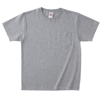 グレー Cross Stitch オープンエンドマックスウェイト ポケットTシャツ