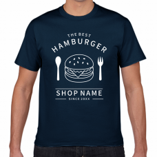 おしゃれなハンバーガーのイラスト入りTシャツをオリジナルでプリント　チームウェア・グッズのテンプレート　GILDAN Tシャツの無料デザインテンプレート