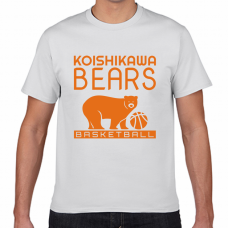 くまのイラストがおしゃれなバスケ部のチーム名入りTシャツをオリジナルでプリント　運動系部活のテンプレート　GILDAN Tシャツの無料デザインテンプレート