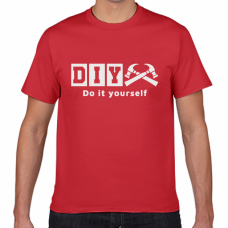 DIYのロゴと金槌のイラスト入りチームTシャツをオリジナルでプリント　チームウェア・グッズのテンプレート
