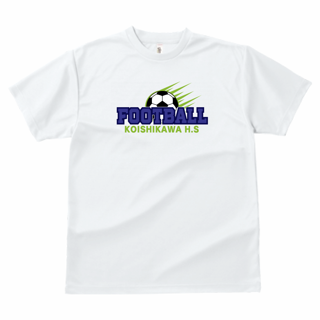 Glimmer ドライtシャツ サッカーボールのイラストにフットボールのロゴ入りtシャツをオリジナルでプリント サッカー部 のデザインテンプレート作例詳細 オリジナルプリント