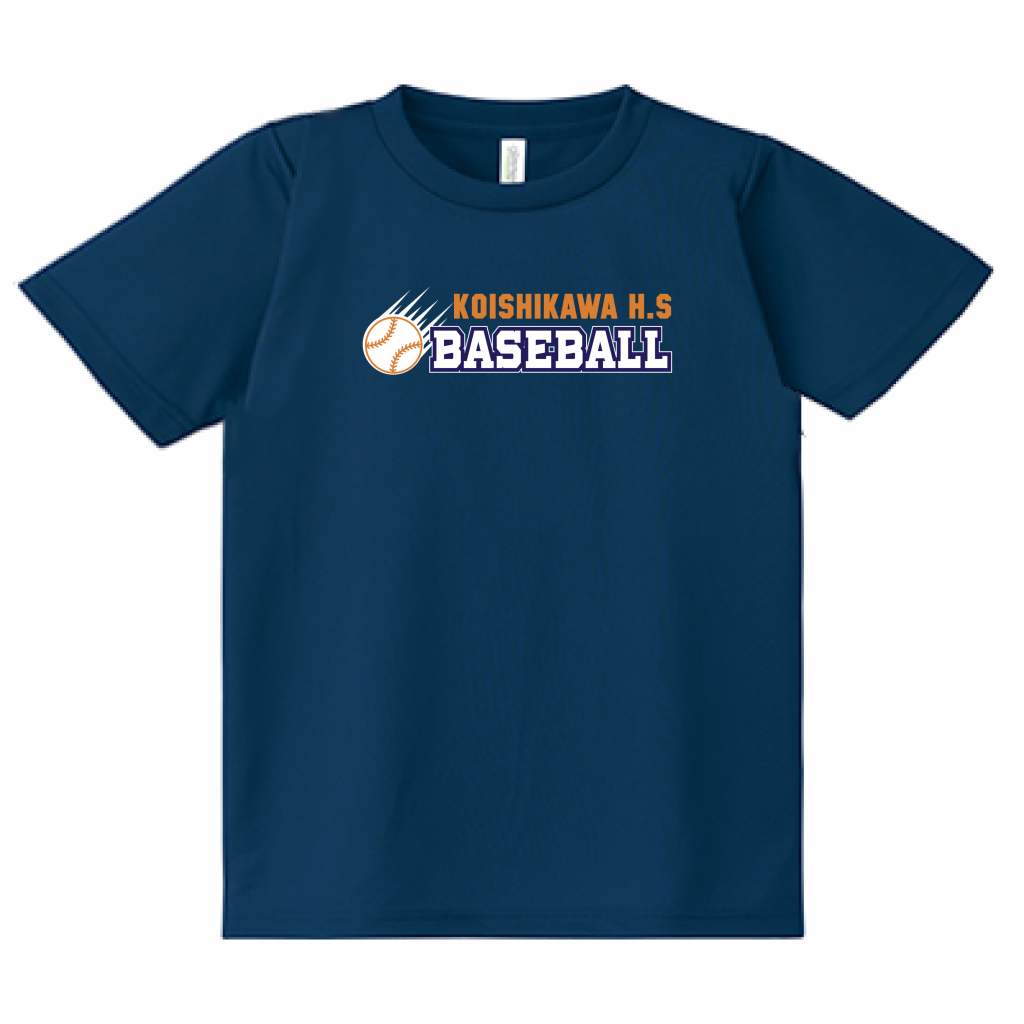 Glimmer ドライtシャツ 野球ボールのイラストと種目のロゴ入りtシャツをオリジナルでプリント 野球部のテンプレート作例詳細 オリジナルプリント