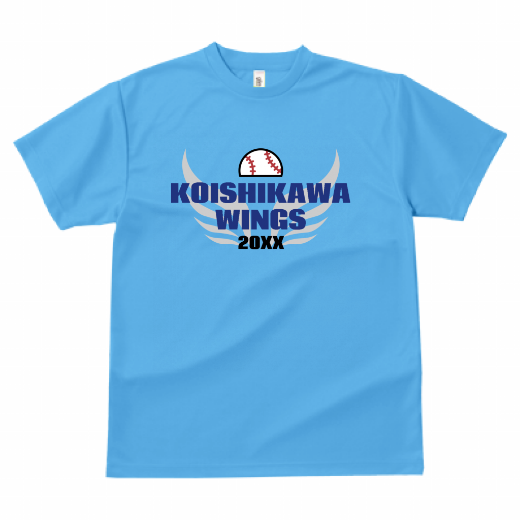 Glimmer ドライtシャツ 羽のロゴがかっこいい野球tシャツをオリジナルでプリント チームウェア グッズのテンプレート作例詳細 オリジナルプリント