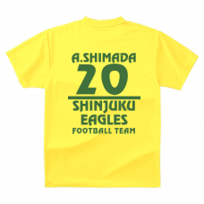 ブラジルカラーのチーム名と背番号入りサッカーTシャツをオリジナルでプリント　サッカーのテンプレート　GLIMMER ドライTシャツの無料デザインテンプレート