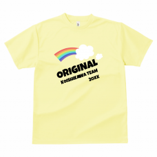 虹のイラストとロゴ入りチームTシャツをオリジナルでプリント　チームウェア・グッズのテンプレート　GLIMMER ドライTシャツの無料デザインテンプレート