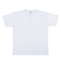 ホワイト JEMORGAN 7.1oz 天竺ヘンリーネック半袖Tシャツ