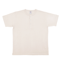 ベージュ JEMORGAN 7.1oz 天竺ヘンリーネック半袖Tシャツ