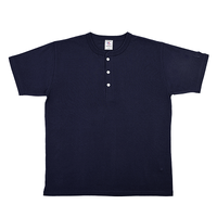 ブルー JEMORGAN 7.1oz 天竺ヘンリーネック半袖Tシャツ