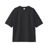 ブラック MARKLESS STYLE 7.4oz カスタムデザインオーガニックコットンTシャツ オーバーサイズ