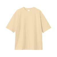 ベージュ MARKLESS STYLE 7.4oz カスタムデザインオーガニックコットンTシャツ オーバーサイズ