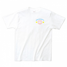 パステルカラーがかわいいスマイルマークのロゴ入りTシャツをオリジナルでプリント　オリジナルTシャツのデザインテンプレート　Printstar ヘビーウェイトTシャツの無料デザインテンプレート