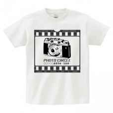 カメラとフィルムのイラスト入り部活Tシャツをオリジナルでプリント　写真部や映画部の部活テンプレート　Printstar ヘビーウェイトTシャツの無料デザインテンプレート