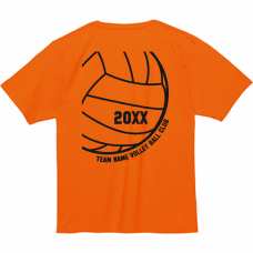バレーボールのイラストがかっこいいチームTシャツをシルクスクリーンでオリジナルでプリント　バレーボールのテンプレート　Printstar 7.4oz スーパーヘビーTシャツの無料デザインテンプレート