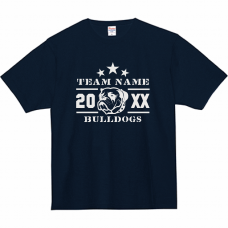 星のラインマークがおしゃれなロゴ入りチームTシャツをシルクスクリーンでオリジナルでプリント　チームウェア・グッズのテンプレート　Printstar 7.4oz スーパーヘビーTシャツの無料デザインテンプレート