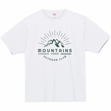 山のイラストが爽やかなキャンプTシャツをシルクスクリーンでオリジナルでプリント　チームウェア・グッズのテンプレート　Printstar 7.4oz スーパーヘビーTシャツの無料デザインテンプレート