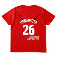 背番号と名前入りチームTシャツをオリジナルでプリント　バスケットボールのテンプレート　TRUSS ヘビーウェイトTシャツの無料デザインテンプレート