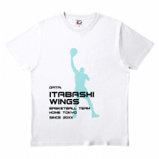 ダンクシュートのイラストとチーム名入りTシャツをオリジナルでプリント　バスケットボールのテンプレート　TRUSS ヘビーウェイトTシャツの無料デザインテンプレート