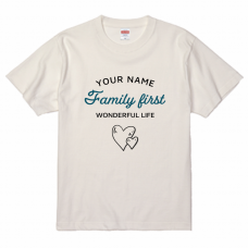 ハートのイラストロゴ入りメッセージTシャツをオリジナルでプリント　親子Tシャツのテンプレート　United Athle 5.6oz ハイクオリティTシャツの無料デザインテンプレート