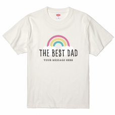 虹のワンポイントとメッセージ入りパパのTシャツをオリジナルでプリント　親子Tシャツのテンプレート　United Athle 5.6oz ハイクオリティTシャツの無料デザインテンプレート