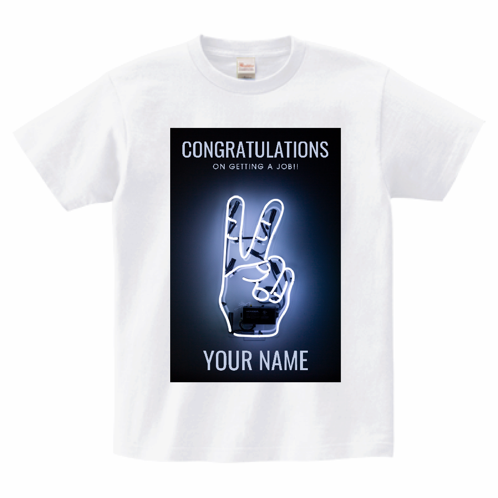 短納期Tシャツ ピースサインのネオン系フォトTシャツをオリジナルで