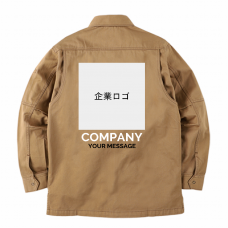 企業ロゴと会社名入りワークシャツをオリジナルでプリント　スタッフTシャツのテンプレート　バートル 長袖シャツ 8035の無料デザインテンプレート
