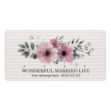 水彩の花がきれいなウェディングメッセージ入りウォールフックをオリジナルでプリント　結婚祝いのテンプレート　ウォールフックの無料デザインテンプレート